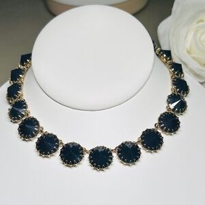 J. Crew Dark Navy Midnight-Blue Venus Flytrap Fashion Statement Necklace